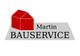 Rotes Haus-Logo und Text "Martin Bauservice" auf grauem Hintergrund.