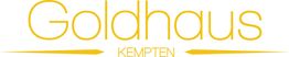 "Logo mit gelbem Text 'Goldhaus Kempten' auf weißem Hintergrund."
