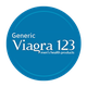 Blue logo with white text: "Generic Viagra 123, men's health products."