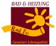 Bad & Heizung Logo mit gelber Sonne und Text: "Garantiert Lebensqualität".