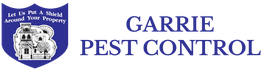 Garrie Pest Control logo with a shield graphic and house illustration.