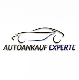 Autoankauf Experte-Logo mit stilisierter Autolinie in Schwarz und Blau auf weißem Hintergrund.