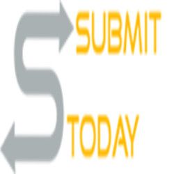Gray arrows forming "S" with yellow text "SUBMIT TODAY" on a white background.