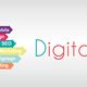 Logo di agenzia web con testo: servizi digitali, frecce colorate e mascotte rossa con occhiali.