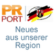 "PR-PORT-Logo mit deutscher Flagge und Text: Neues aus unserer Region."