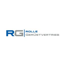 Logo mit blauen und grauen Buchstaben: "RG Rolle Gerüstvertrieb".