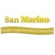 Logo with text: "San Marino Carpet And Air Duct Cleaning" in yellow on a white background.