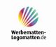 Buntes Logo mit Streifen über dem Text "Werbematten-Logomatten.de".