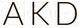 Bold letters "AKD" overlaid with geometric line guides on a white background.