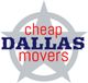 Logo of Cheap Dallas Movers with a star in the background.
