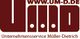 Logo von Unternehmensservice Müller-Dietrich mit Webseite www.um-d.de in roter Schrift.