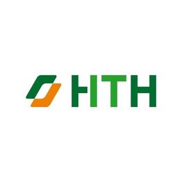 Logo von HTH mit grün-orangefarbenem Design auf weißem Hintergrund.