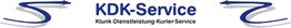 Logo des KDK-Service mit blauen Pfeilen und dem Text "Klunk-Dienstleistung-KurierService".