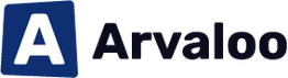 Logo mit blauem quadratischen "A" und Schriftzug "Arvaloo" in Schwarz.
