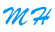 Blauer handgeschriebener Schriftzug "MH" auf weißem Hintergrund.