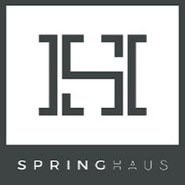 Logo with geometric design above the text "SPRINGHAUS" on a dark background.