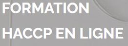 Texte "FORMATION HACCP EN LIGNE" sur fond gris.