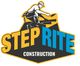 Logo with worker silhouette reads "Step Rite Construction" in yellow and blue text.