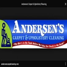 Logo for Andersen's Carpet & Upholstery Cleaning with a person icon and cleaning equipment.