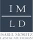 Logo reading "IM/LD, Isabel Moritz Landscape Design" in white on a dark blue background.