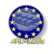 Rundes Logo mit gelben Sternenrand und der Schrift "AHK-Media" auf blauem Hintergrund.