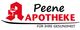 Logo der Peene Apotheke mit rotem Apothekenzeichen und Slogan "Für Ihre Gesundheit".