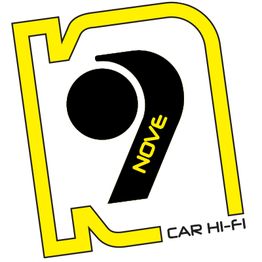 Logo di Nove Car Hi-Fi con disegno stilizzato nero e giallo.