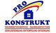 Logo mit Text "PRO KONSTRUKT" und Dienstleistungen wie Hausmeister-Service und Entsorgung.