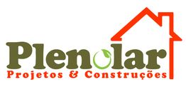 Logotipo Plenolar com casa estilizada em laranja e textos marrom e vermelho.