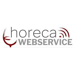 Logo van Horeca Webservice met een rood wijnglas en wifi-symbool.