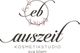 Logo des Kosmetikstudios "Auszeit" mit floralem Design und dem Text "eva bliema".