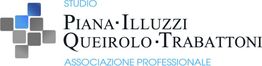 Logo con testo: "Studio Piana Illuzzi Queirolo Trabattoni Associazione Professionale" e quadrati grigi.