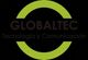 Logo con el texto "GLOBALTEC Tecnología y Comunicación" en un anillo verde sobre fondo negro.