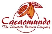Logo von Cacaomundo mit Kakaobohne und Text "The Chocolate Business Company".