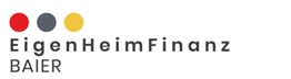 Logo von EigenHeimFinanz BAIER mit roten, grauen und gelben Kreisen links oben.
