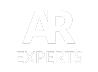 Zwart-wit logo met de tekst "AR EXPERTS" in hoofdletters.