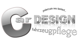 Text: "Car DESIGN" in 3D-Schrift mit Spiegelung.