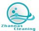 Logo of Zhannas Cleaning with circular design and blue bubbles.