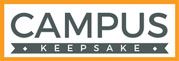 "Logo with 'CAMPUS' in bold above 'KEEPSAKE' in a banner, orange border."