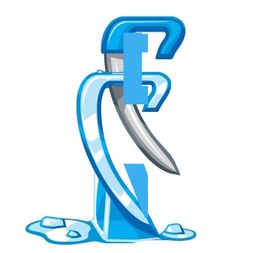 Ice-themed sickle with a melting water base.