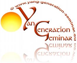 Logo des "Yang Generation Seminar" mit orange-gelber Kugel, Website-URL und geschwungenem Text.