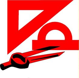 Rotes Geodreieck, Winkelmesser und Zirkel auf weißem Hintergrund.