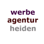 Textbild: "werbeagentur heiden" in drei Zeilen, farblich unterschiedlich gestaltet.