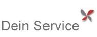 Text "Dein Service" neben graurotem stilisierten Schmetterlingssymbol.