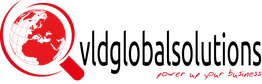 Logo con lente d'ingrandimento e mappamondo rosso, testo in inglese sotto.