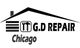 House silhouette with tools icon and text: "G.D Repair Chicago".