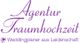 Logo mit der Aufschrift "Agentur Traumhochzeit" und "Weddingplaner aus Leidenschaft" in Lila.
