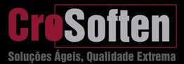 Logotipo da CroSoften, incluindo o slogan "Soluções Ágeis, Qualidade Extrema".