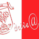 Zwei Farben Flagge mit Traubenwappen links und Schrift "Wein@ndo" rechts in Rot.