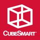 Red logo featuring a white cubic design above the text "CubeSmart."